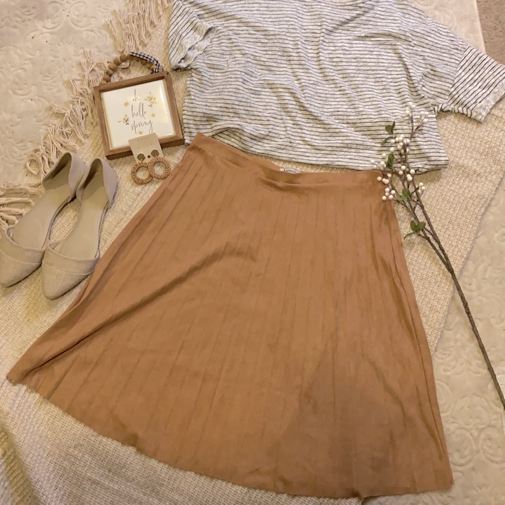 Boho Tan Brown Suede Skirt